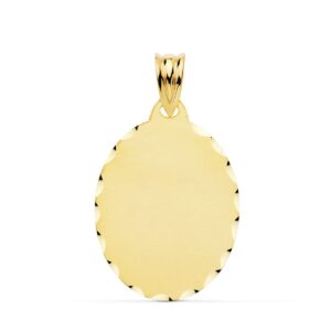 9K PLACA CHAPA OVAL ORO AMARILLO BRILLO TALLADA 23X18 MM