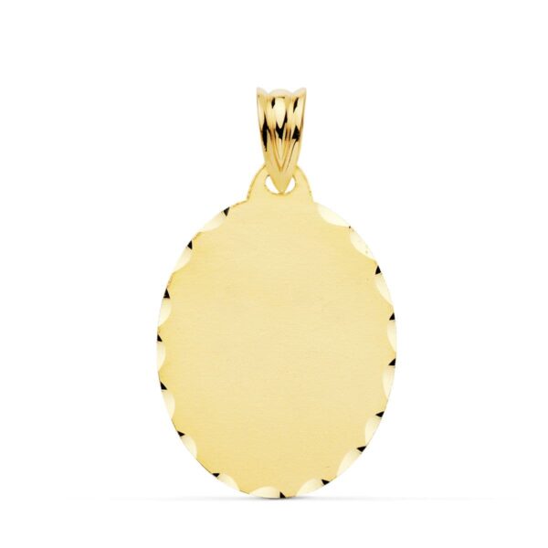 9K PLACA CHAPA OVAL ORO AMARILLO BRILLO TALLADA 23X18 MM