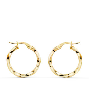 9K PENDIENTES AROS ORO AMARILLO RELIADOS HUECOS. MEDIDA: 20 X 2MM. CIERRE HIPPIE