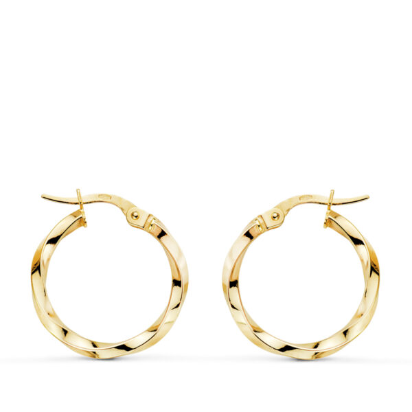9K PENDIENTES AROS ORO AMARILLO RELIADOS HUECOS. MEDIDA: 20 X 2MM. CIERRE HIPPIE
