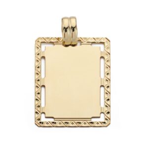 9K PLACA CHAPA ORO AMARILLO EN BRILLO TALLADA 27X20 MM