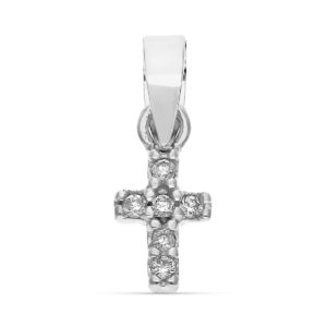 9K COLGANTE ORO BLANCO CRUZ DIAMANTES TALLA BRILLANTE 0.03 SI-H OB