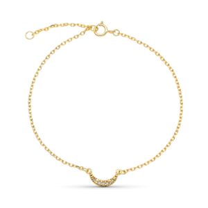 9K PULSERA ORO AMARILLO 16CM EXTENSION 18XM LUNA DIAMANTES 8X4 MM 0.034 CTS