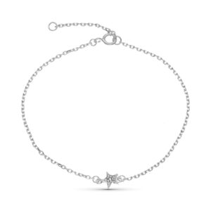 9K PULSERA ORO BLANCO ESTRELLA DIAMANTES 0.033 CTS 18CM REDUCCION 16CM