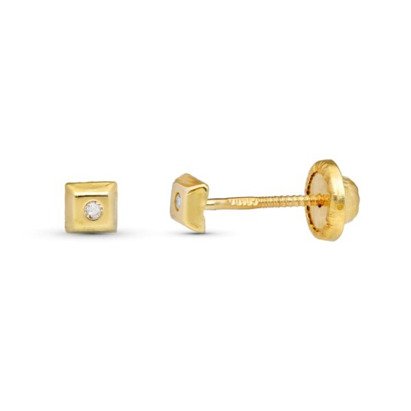 9K PENDIENTES ORO AMARILLO DIAMANTES 0.02K TUERCA SI-H