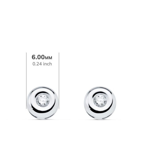 18K PENDIENTES CHATON ORO BLANCO DIAMANTES 2,20 MM 0,100 QTS.G-VS2. CIERRE PRESION 6 MM - Imagen 2