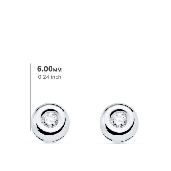 18K PENDIENTES ORO BLANCO CHATON DIAMANTES 2,60 MM 0,140 QTS VS2-G. PRESION 5,5 MM - Imagen 2