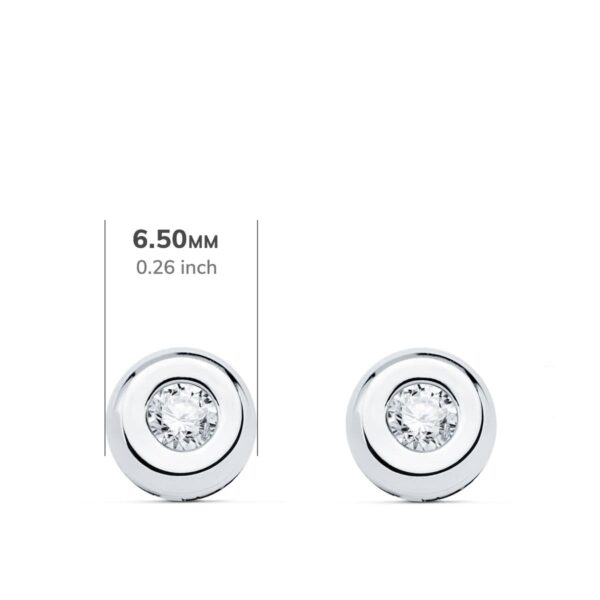 18K PENDIENTES CHATON ORO BLANCO DIAMANTES 0,200 QTS. G-VS2. CIERRE PRESION 6,5 MM - Imagen 2