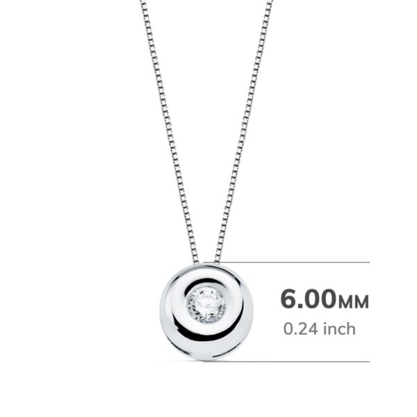 18K GARGANTILLA ORO BLANCO CHATON 6 MM DIAMANTE 0,050 QTS. G-VS2. CADENA 42CM - Imagen 2