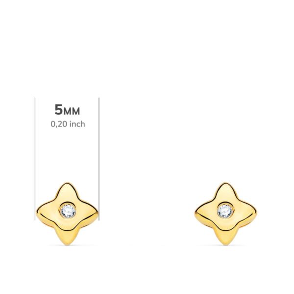 18K PENDIENTES ORO AMARILLO ESTRELLA 5X5 MM DIAMANTE 0.030 QT. G-VS2.CIERRE PRESION - Imagen 2