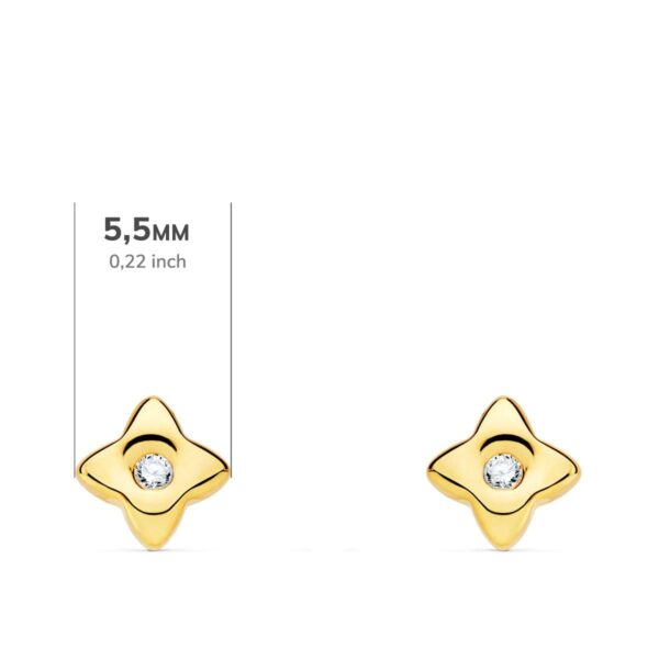 18K PENDIENTES ORO AMARILLO ESTRELLA 5.5X5.5 MM DIAMANTE 0.040 QT. G-VS2. CIERRE PRESION - Imagen 2