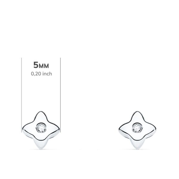 18K PENDIENTES ORO BLANCO ESTRELLA 5X5 MM DIAMANTE 0.030 QT. G-VS2.CIERRE PRESION - Imagen 2