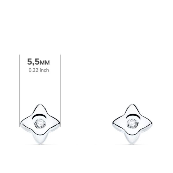 18K PENDIENTES ORO BLANCO ESTRELLA 5.5X5.5 MM DIAMANTE 0.040 QT. G-VS2.CIERRE PRESION - Imagen 2