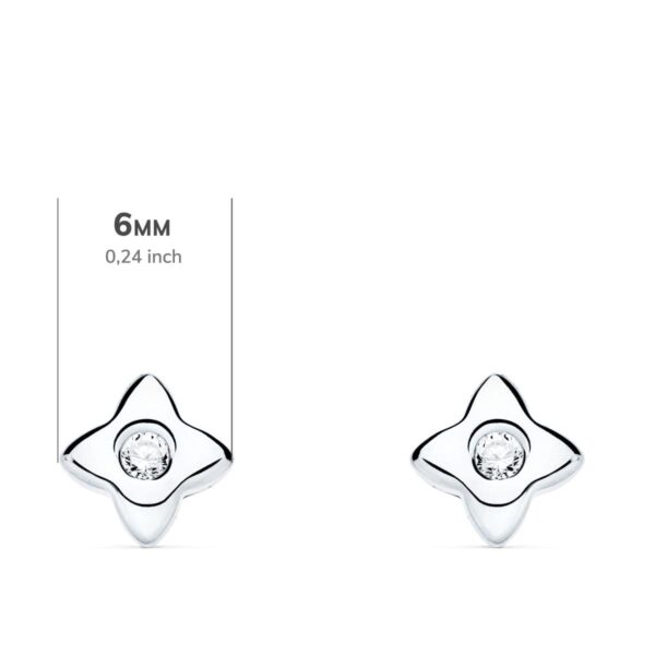 18K PENDIENTES ORO BLANCO ESTRELLA 6X6 MM DIAMANTE 0.100QT. G-VS2.CIERRE PRESION - Imagen 2