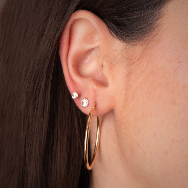 18K AROS ORO AMARILLO HUECOS REDONDOS TUBO REDONDO 34 MM. GROSOR 2 MM - Imagen 3