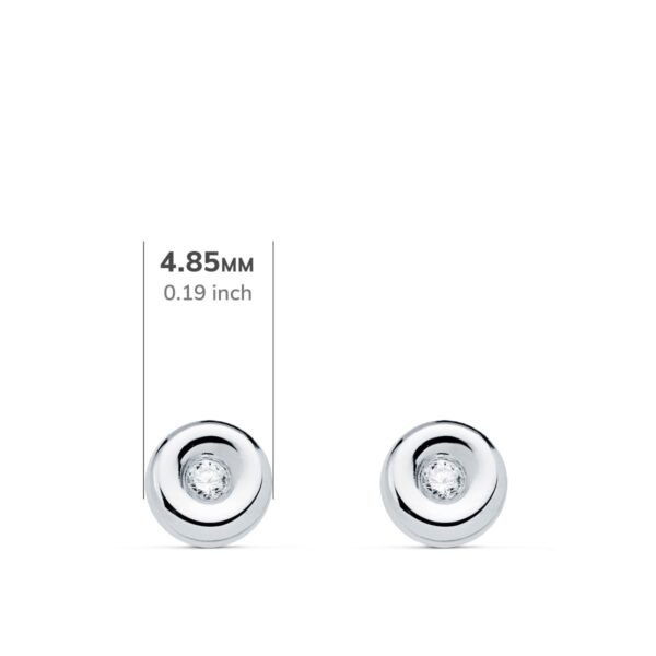 18K PENDIENTES ORO BLANCO CHATON DIAMANTES 1,50 MM 0,030 QTS G-VS2 CIERRE PRESION 4,85 MM - Imagen 2