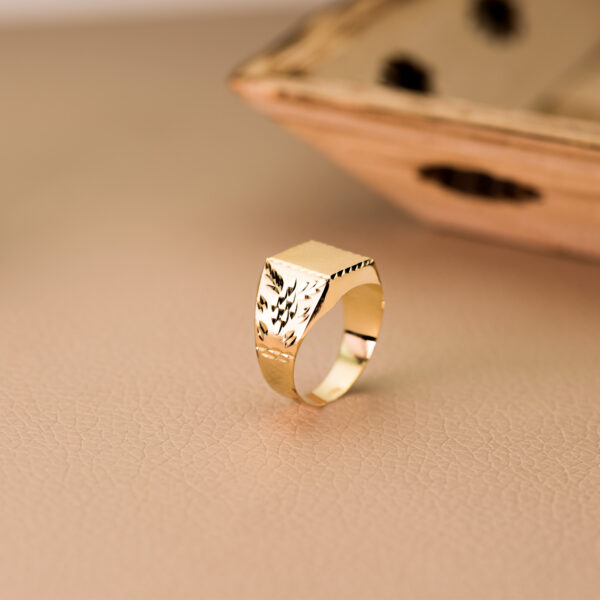 18K SELLO ORO AMARILLO HUECO TALLADO RECTANGULAR ZONA GRABADO 10X9 MM - Imagen 2