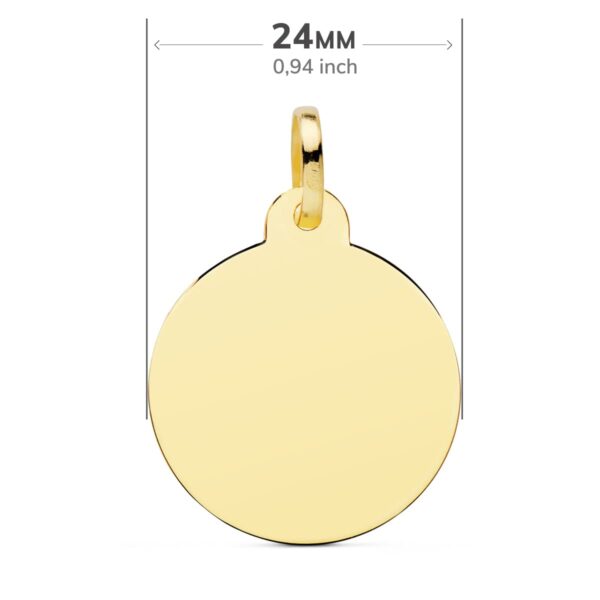 18K PLACA CHAPA ORO AMARILLO DISCO LISO BRILLO 24 MM - Imagen 2