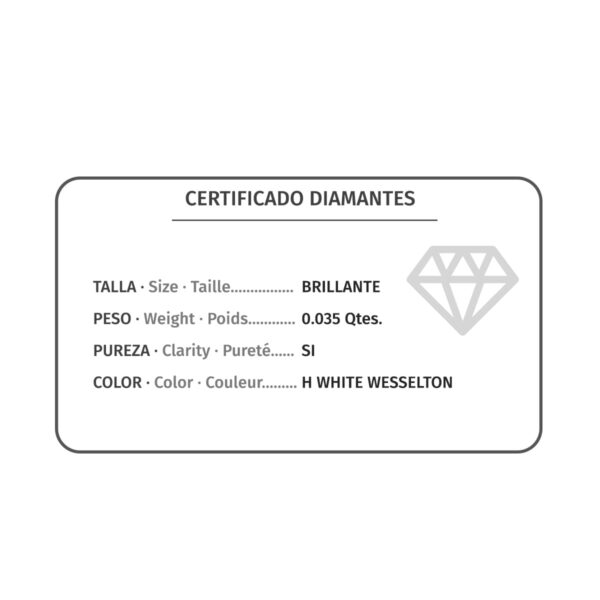 18K SORTIJA ORO BLANCO 7 DIAMANTES 0.035 QTS. G-VS2. CUERPO REDONDO 1 MM - Imagen 3