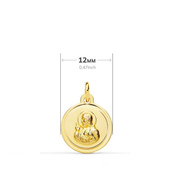 18K ESCAPULARIO ORO AMARILLO BISEL ORO AMARILLO VIRGEN DEL CARMEN CORAZON DE JESUS 12 MM - Imagen 3