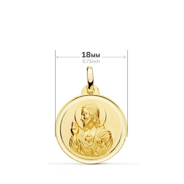18K ESCAPULARIO ORO AMARILLO BISEL ORO AMARILLO VIRGEN DEL CARMEN CORAZON DE JESUS 18 MM - Imagen 3