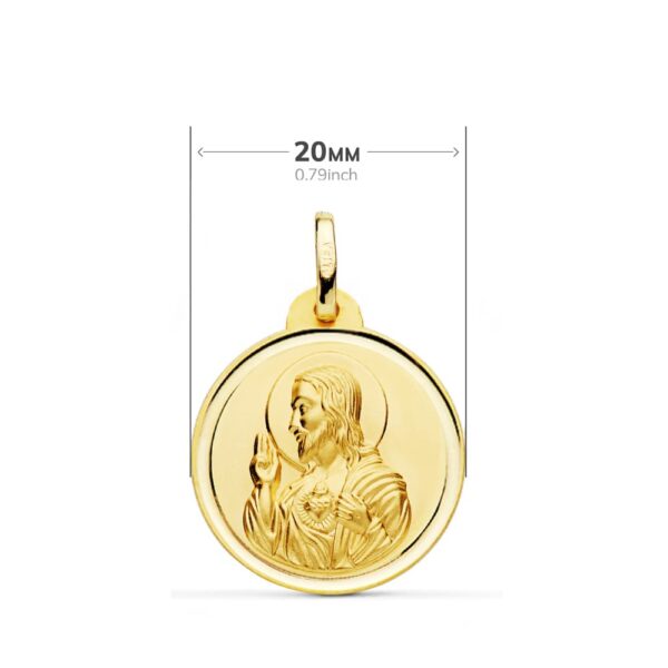 18K ESCAPULARIO ORO AMARILLO BISEL ORO AMARILLO VIRGEN DEL CARMEN CORAZON DE JESUS 20 MM - Imagen 3