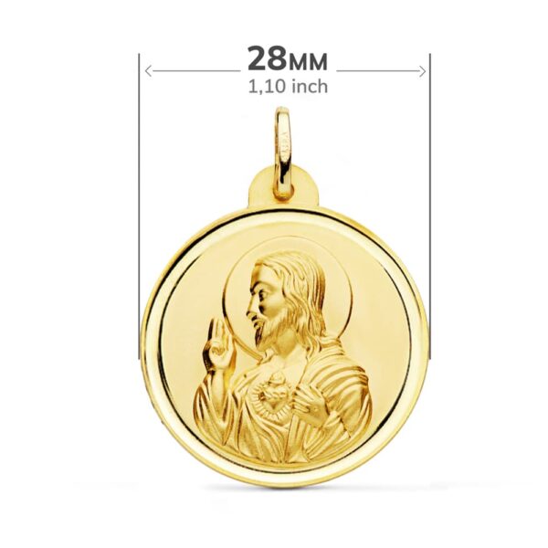 18K ESCAPULARIO ORO AMARILLO BISEL ORO AMARILLO VIRGEN CARMEN Y CORAZON DE JESUS 28 MM - Imagen 3