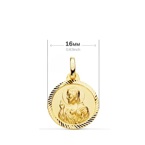 18K ESCAPULARIO ORO AMARILLO HELICE VIRGEN CARMEN Y CORAZON DE JESUS 16 MM - Imagen 2