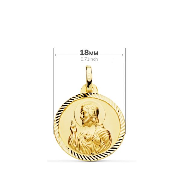 18K ESCAPULARIO ORO AMARILLO HELICE VIRGEN DEL CARMEN CORAZON DE JESUS 18 MM - Imagen 2