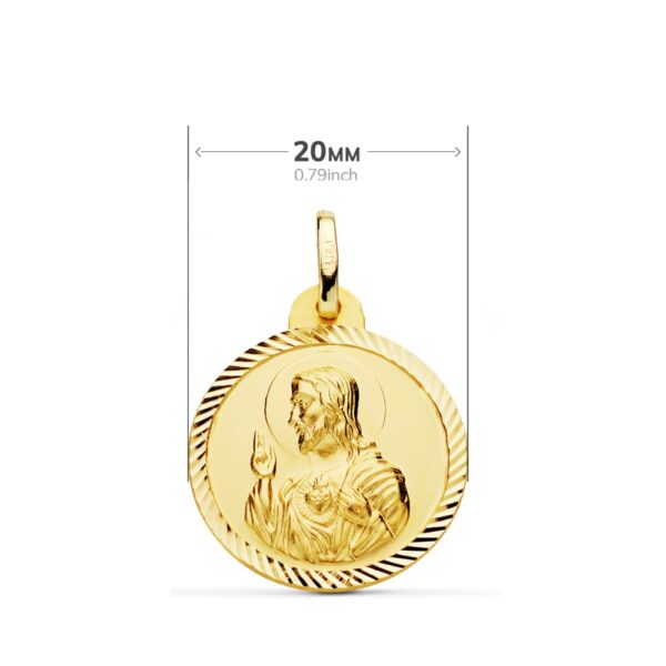18K ESCAPULARIO ORO AMARILLO HELICE VIRGEN CARMEN Y CORAZON DE JESUS 20 MM - Imagen 2