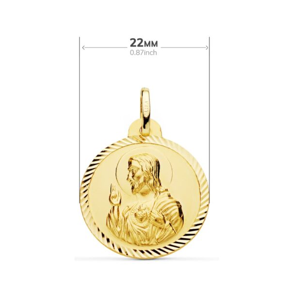 18K ESCAPULARIO ORO AMARILLO HELICE VIRGEN DEL CARMEN Y CORAZON DE JESUS. 22 MM - Imagen 2