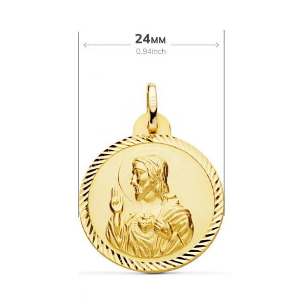 18K ESCAPULARIO ORO AMARILLO HELICE VIRGEN CARMEN Y CORAZON DE JESUS 24 MM - Imagen 2