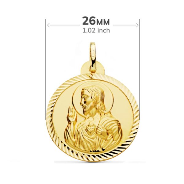 18K ESCAPULARIO ORO AMARILLO HELICE VIRGEN DEL CARMEN CORAZON DE JESUS 26 MM - Imagen 2