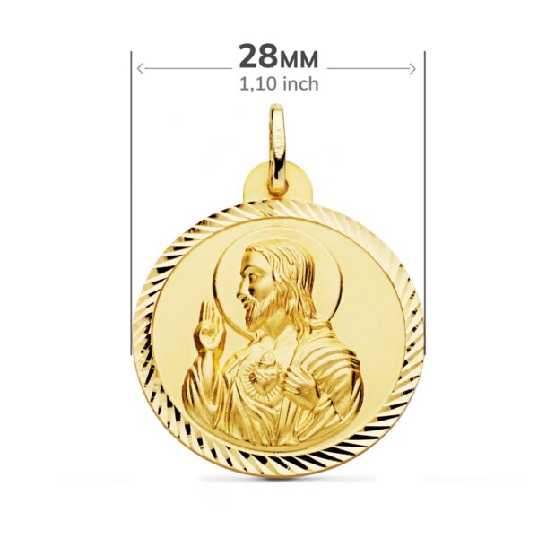 18K ESCAPULARIO ORO AMARILLO HELICE VIRGEN CARMEN Y CORAZON DE JESUS 28 MM - Imagen 2