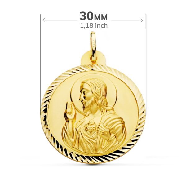 18K ESCAPULARIO ORO AMARILLO HELICE VIRGEN CARMEN Y CORAZON DE JESUS 30 MM - Imagen 2