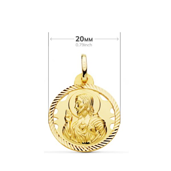 18K ESCAPULARIO ORO AMARILLO HELICE CALADO VIRGEN CARMEN Y CORAZON DE 20 MM - Imagen 2