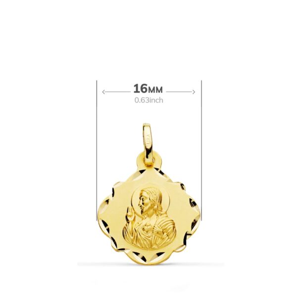 18K ESCAPULARIO ORO AMARILLO ORO AMARILLO VIRGEN DEL CARMEN Y CORAZON DE JESUS 16 MM - Imagen 2