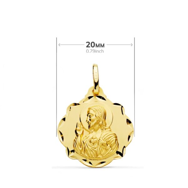 18K ESCAPULARIO ORO AMARILLO PANDERETA VIRGEN DEL CARMEN Y CORAZON DE JESUS 20 MM - Imagen 2