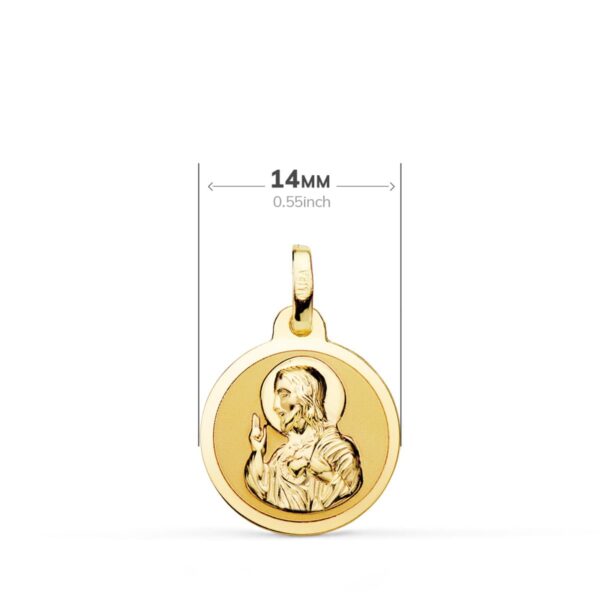 18K ESCAPULARIO ORO AMARILLO ORO AMARILLO BRILLO VIRGEN DEL CARMEN Y CORAZON DE JESUS 14 MM - Imagen 2