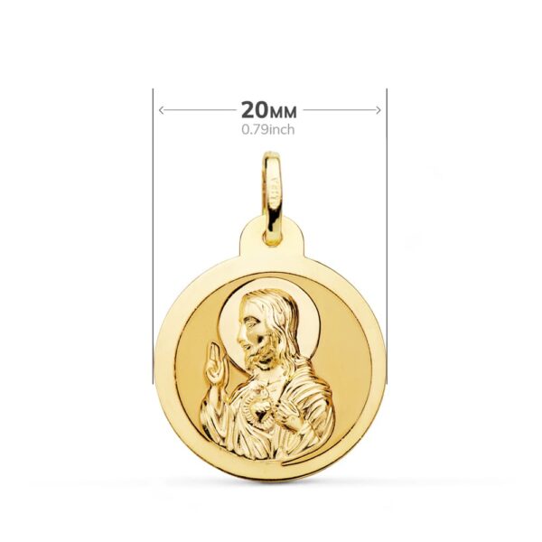 18K ESCAPULARIO ORO AMARILLO ORO AMARILLO BRILLO VIRGEN DEL CARMEN Y CORAZON DE JESUS 20 MM - Imagen 2