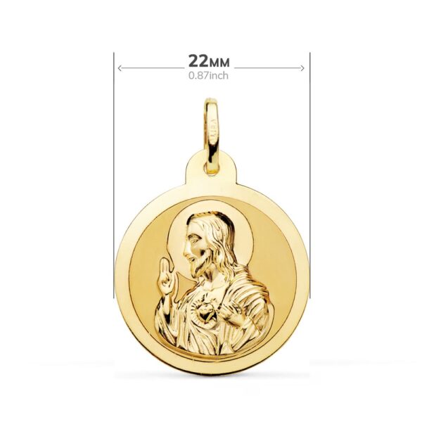 18K ESCAPULARIO ORO AMARILLO ORO AMARILLO BRILLO VIRGEN DEL CARMEN Y CORAZON DE JESUS 22 MM - Imagen 2