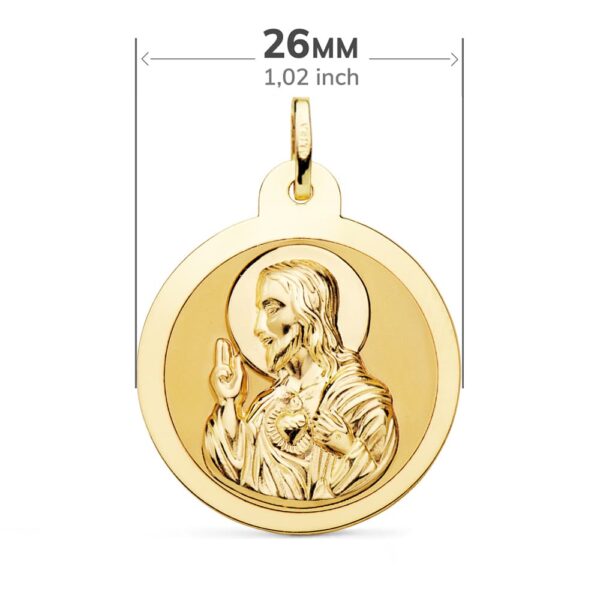 18K ESCAPULARIO ORO AMARILLO ORO AMARILLO BRILLO VIRGEN DEL CARMEN Y CORAZON DE JESUS 26 MM - Imagen 2