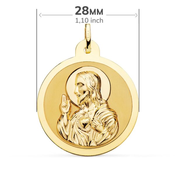 18K ESCAPULARIO ORO AMARILLO ORO AMARILLO BRILLO VIRGEN DEL CARMEN Y CORAZON DE JESUS 28 MM - Imagen 2