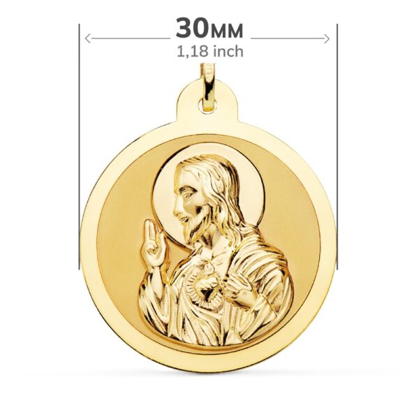 18K ESCAPULARIO ORO AMARILLO ORO AMARILLO BRILLO VIRGEN DEL CARMEN Y CORAZON DE JESUS 30 MM - Imagen 2