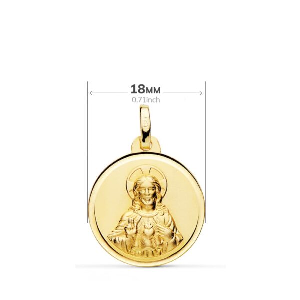18K ESCAPULARIO ORO AMARILLO VIRGEN DEL CARMEN CORAZON DEL JESUS BISEL 18 MM - Imagen 2