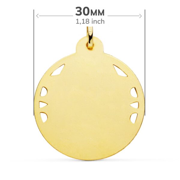 18K MEDALLA ORO AMARILLO VIRGEN DEL CARMEN CALADA HELICE 30 MM - Imagen 2
