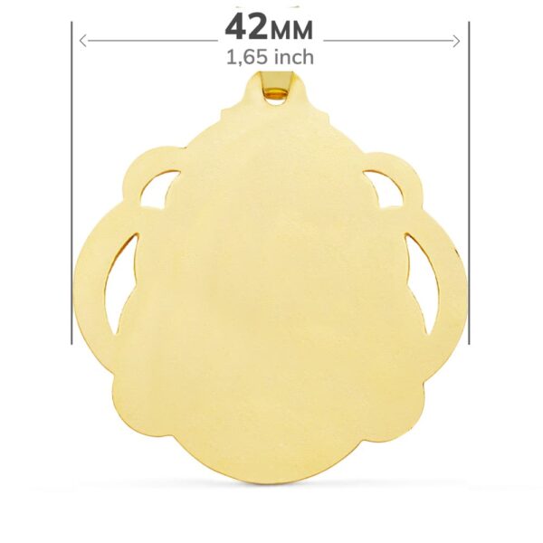 18K MEDALLA ORO AMARILLO VIRGEN DEL CARMEN PANDERETA CALADA 42 MM - Imagen 2