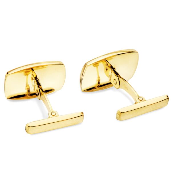 18K GEMELOS ORO AMARILLO TONEL MATE Y BRILLO 17X13 MM CIERRE RIGIDO OCSILANTE - Imagen 2
