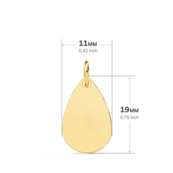 9K MEDALLA ORO AMARILLO GOTA ANGELITO BURLON TALLADA 19X11 MM - Imagen 2