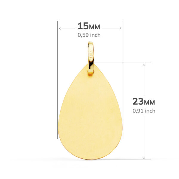 18K MEDALLA ORO AMARILLO VIRGEN NIÑA GOTA TALLA CLASICA 23X15 MM - Imagen 2